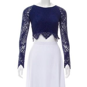 For Love & Lemons Indigo Crop Top Long Sleeve